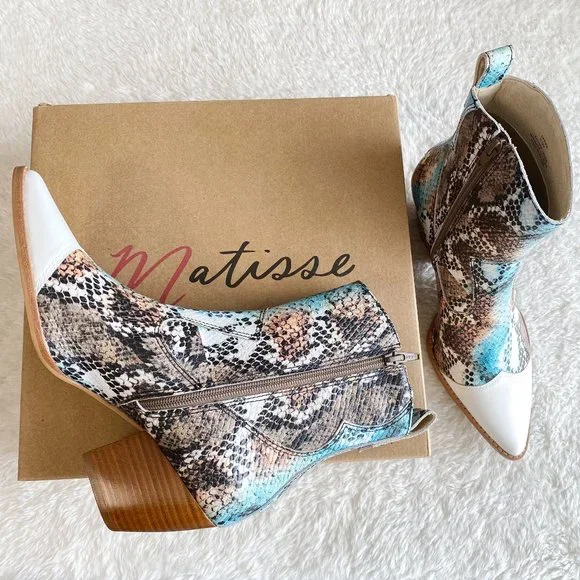Matisse Desire Women's White-Multi Leather Bootie, Size 8.5M